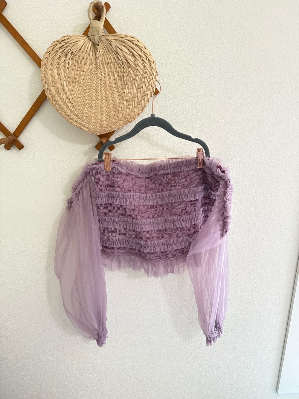 Pink Lily Lavender Ruffle Off-Shoulder Top